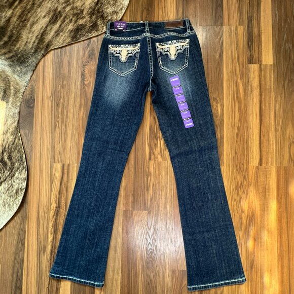 Rock & Roll Denim Mid Rise Bootcut Longhorn Women's Western Jeans (26x34) NEW - Picture 6 of 13